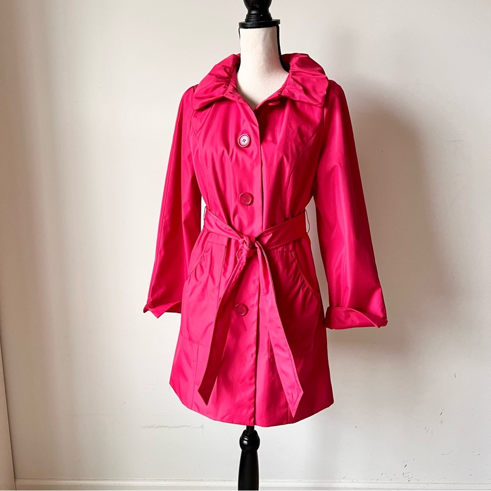 DENNIS By DENNIS BASSO Fuchsia Belted Trench Coat—SZ. XS